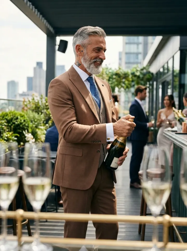 Sötét camel háromrészes öltöny - Elite Fashion